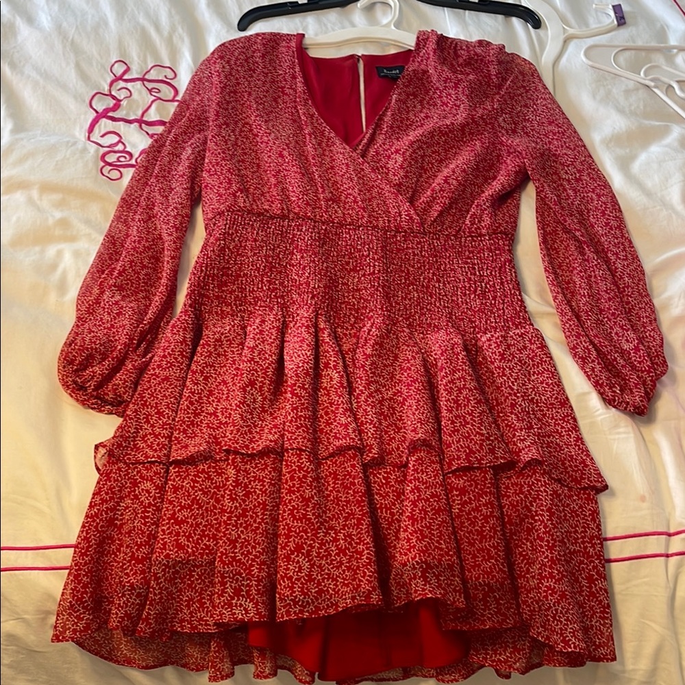Stylish Red Bardot Mini Dress